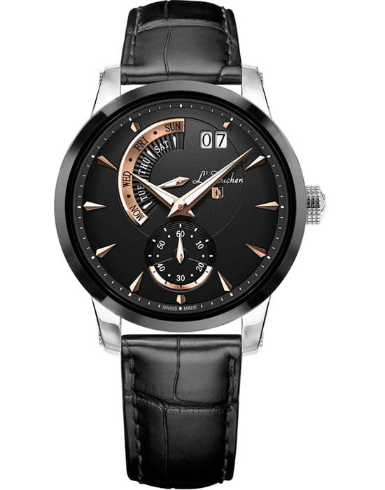 L'Duchen LDuchen D 237.11.35  D 237.11.35 кварцевые мужские часы черный циферблат, браслет кожаный — вид спереди